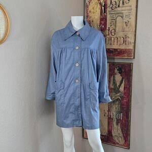 Vintage MCM Light Denim Colored Dagger Collar Baby Doll Lined Jacket Medium